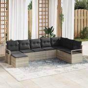 vidaXL Trädgårdsoffset 7 pcs Ljusgrå Poly rattan