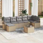 vidaXL Trädgårdsoffset 8 pcs Beige Poly rattan