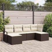vidaXL Trädgårdsoffset 6 pcs Brun Poly rattan