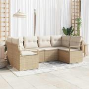 vidaXL Soffset med kudde 6 pcs Beige konstrotting