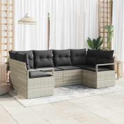 vidaXL Trädgårdsoffset 6 pcs Ljusgrå Poly rattan