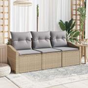vidaXL Trädgårdsoffset 3 pcs Beige Poly rattan