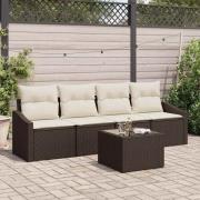 vidaXL Trädgårdsoffset 5 pcs Brun, krämfärgad 55 x 55 x 37 cm