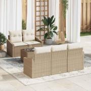 vidaXL Trädgårdsoffset med kudde 6 pcs Beige, Kräm 55 x 55 x 37 cm