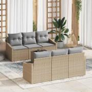 vidaXL Trädgårdsoffset 7 pcs Beige och Ljusgrå 55 x 55 x 37 cm