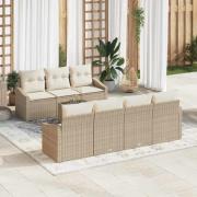 vidaXL Trädgårdsoffset 8 pcs Beige och gräddfärgad 55 x 55 x 37 cm