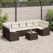 vidaXL Trädgårdsoffset 8 pcs Brun, krämfärgad 55 x 55 x 37 cm
