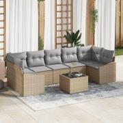 vidaXL Trädgårdsoffset med kudde 8 pcs Beige, ljusgrå 55 x 55 x 37 cm