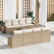 vidaXL Trädgårdsoffset med kudde 9 pcs Beige, Kräm 55 x 55 x 37 cm