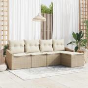 vidaXL Trädgårdsoffset 5 pcs Beige Poly rattan