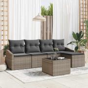 vidaXL Trädgårdsoffset 6 pcs Grå Poly rattan