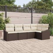 vidaXL Trädgårdsoffset 5 pcs Brun Poly rattan