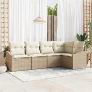 vidaXL Soffset med kudde 5 pcs Beige konstrotting