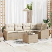 vidaXL Trädgårdsoffset 6 pcs Beige Poly rattan