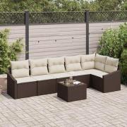 vidaXL Trädgårdsoffset 7 pcs Brun Poly rattan