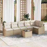 vidaXL Trädgårdsoffset 7 pcs Beige Poly rattan