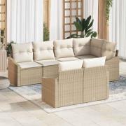 vidaXL Trädgårdsoffset 7 pcs Beige Poly rattan