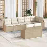 vidaXL Soffset med kudde 8 pcs Beige konstrotting