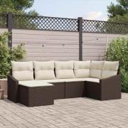 vidaXL Trädgårdsoffset 6 pcs Brun Poly rattan