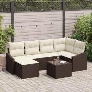 vidaXL Trädgårdsoffset 7 pcs Brun Poly rattan