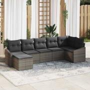 vidaXL Trädgårdsoffset 7 pcs Grå Poly rattan