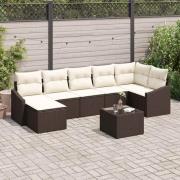 vidaXL Trädgårdsoffset 8 pcs Brun Poly rattan
