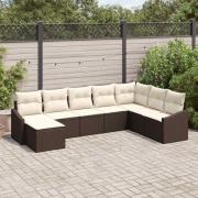 vidaXL Trädgårdsoffset 8 pcs Brun Poly rattan