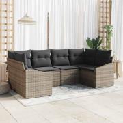 vidaXL Trädgårdsoffset 6 pcs Grå Poly rattan