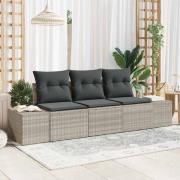 vidaXL Trädgårdsoffset 3 pcs Ljusgrå Poly rattan