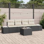 vidaXL Trädgårdsoffset med kudde 5 pcs Svart, Grädde 55 x 55 x 37 cm