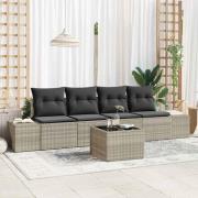 vidaXL Trädgårdsoffset med kudde 5 pcs Ljusgrå 55 x 55 x 37 cm