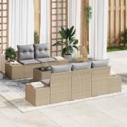 vidaXL Trädgårdsoffset 6 pcs Beige Poly rattan