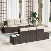 vidaXL Trädgårdsoffset 7 pcs Brun Poly rattan