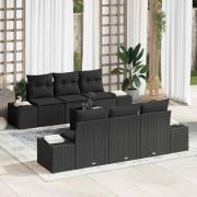 vidaXL Trädgårdsoffset 7 pcs Svart Poly rattan