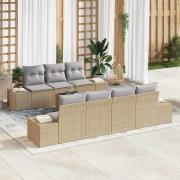 vidaXL Trädgårdsoffset 8 pcs Beige Poly rattan