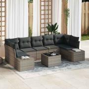 vidaXL Trädgårdsoffset 8 pcs Grå Poly rattan