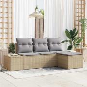 vidaXL Trädgårdsoffset 4 pcs Beige Poly rattan