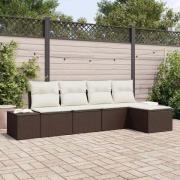 vidaXL Trädgårdsoffset 5 pcs Brun Poly rattan
