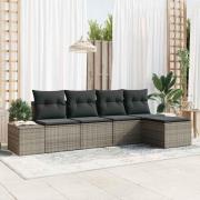 vidaXL Trädgårdsoffset 5 pcs Grå Poly rattan