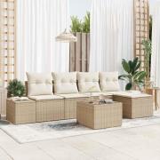 vidaXL Trädgårdsoffset 6 pcs Beige Poly rattan