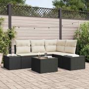 vidaXL Trädgårdsoffset 5 pcs Svart Poly rattan