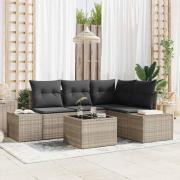vidaXL Trädgårdsoffset 5 pcs Ljusgrå Poly rattan