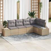 vidaXL Trädgårdsoffset 5 pcs Beige Poly rattan