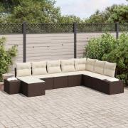 vidaXL Trädgårdsoffset med kudde 8 pcs 319 x 209 x 85 cm Poly rattan