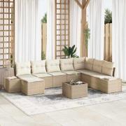 vidaXL Trädgårdsoffset med kudde 9 pcs 319 x 209 x 85 cm Poly rattan