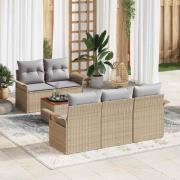 vidaXL Trädgårdsoffset 6 pcs Beige Poly rattan