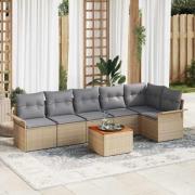vidaXL Trädgårdsoffset 7 pcs Beige Poly rattan