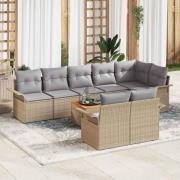 vidaXL Trädgårdsoffset 9 pcs Beige Poly rattan