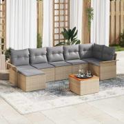 vidaXL Trädgårdsoffset 8 pcs Beige Poly rattan