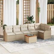 vidaXL Trädgårdsoffset 7 pcs Beige Poly rattan